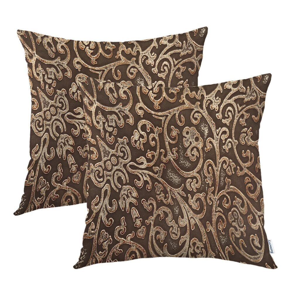 2711 Brown Modern Floral Throw Pillow Covers,Vintage Decorative Pillow